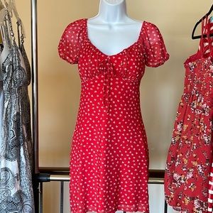 No Boundaries red mini dress.